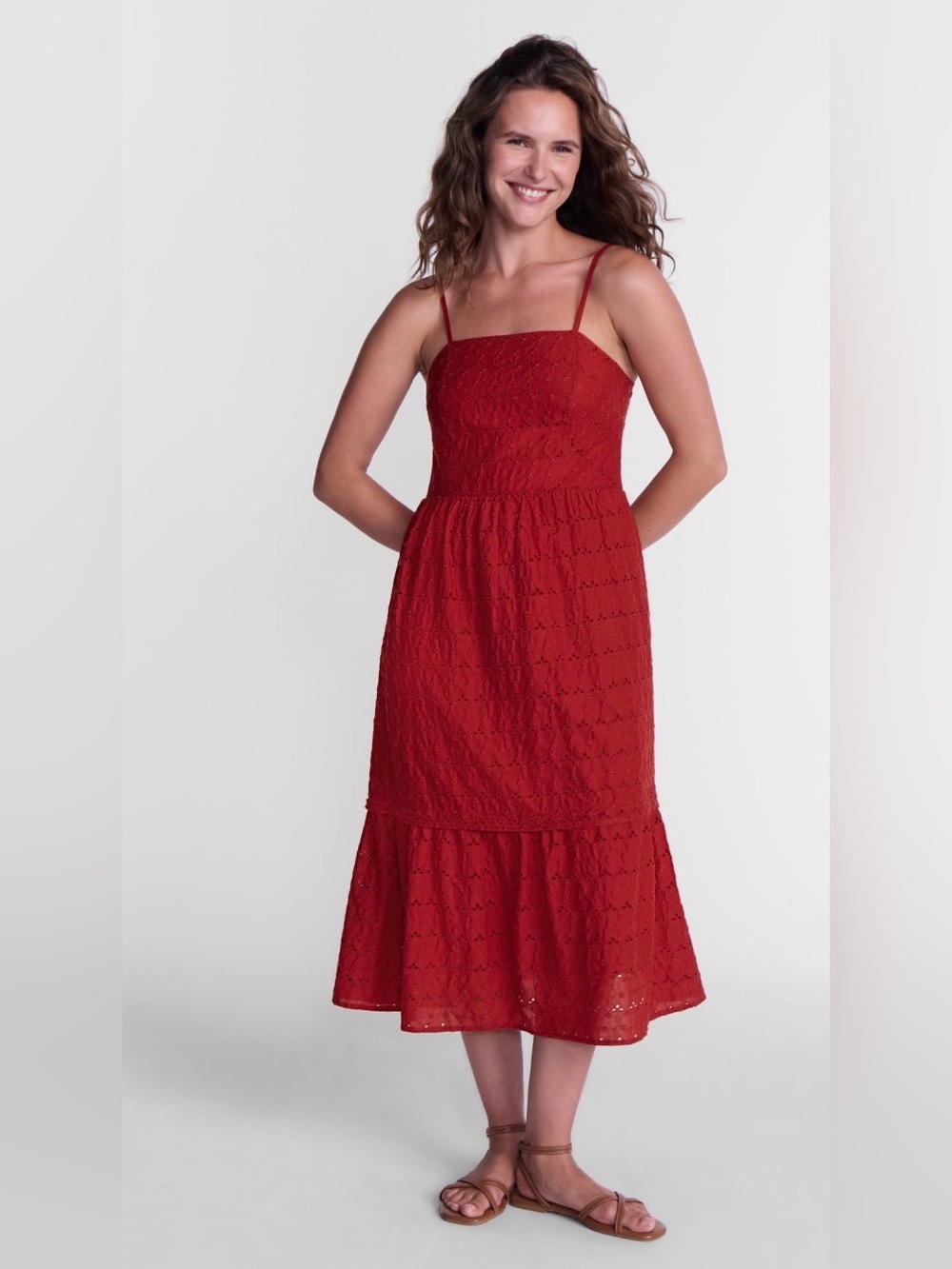 Time and Tru Women’s Sleeveless Eyelet Cotton Midi Dress